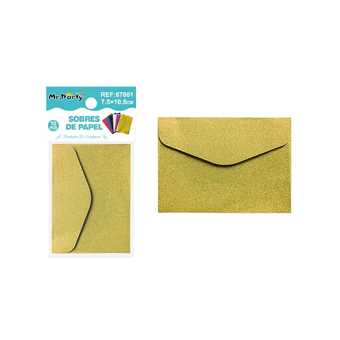 Sobres con glitter dorado 7.5*10.5cm 10pcs