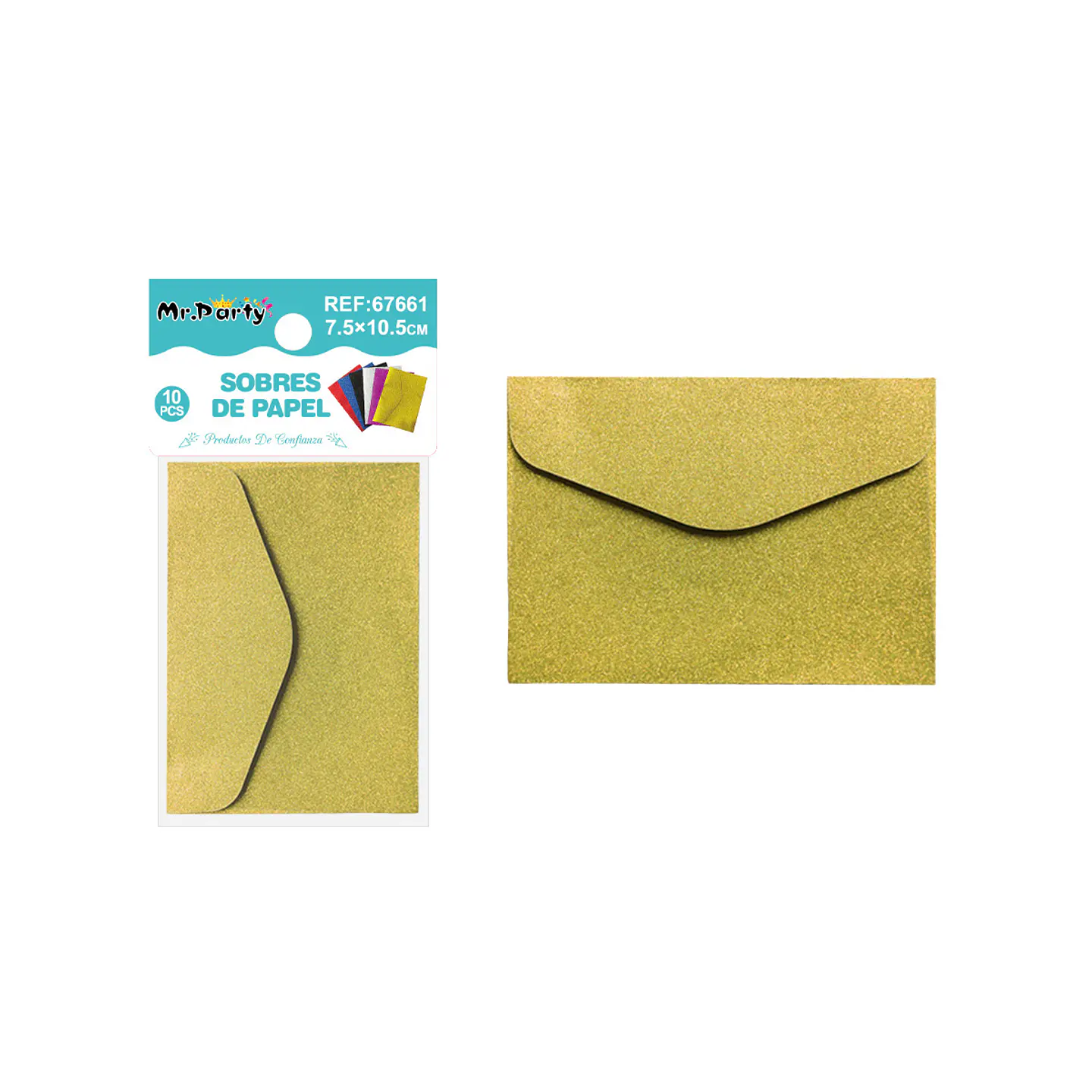 Sobres con glitter dorado 7.5*10.5cm 10pcs 1