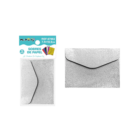 Sobres con glitter plateado 7.5*10.5cm 10pcs
