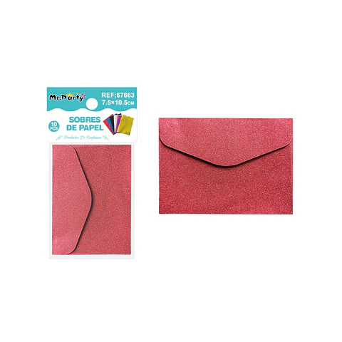 Sobres con glitter rojo navideño 7.5*10.5cm 10pcs