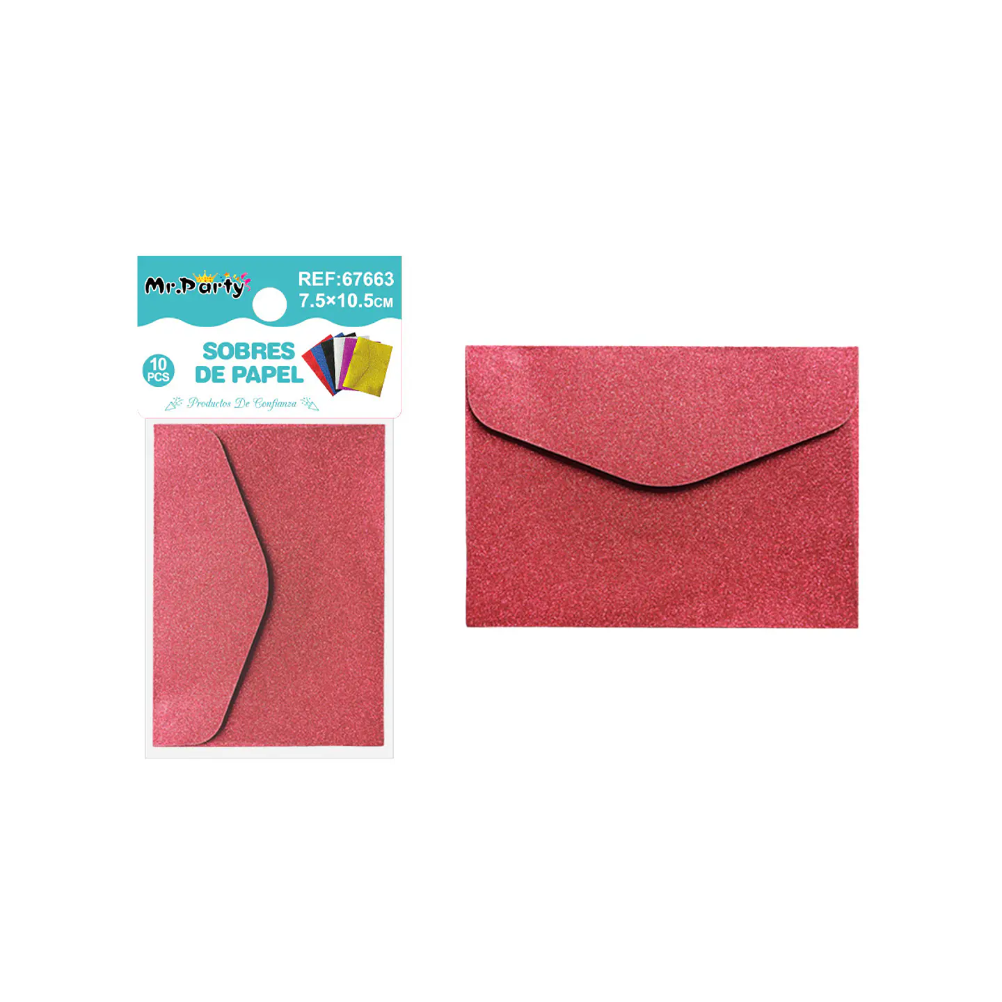 Sobres con glitter rojo navideño 7.5*10.5cm 10pcs 1