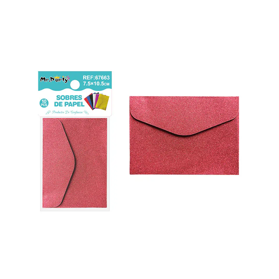 Sobres con glitter rojo navideño 7.5*10.5cm 10pcs 1