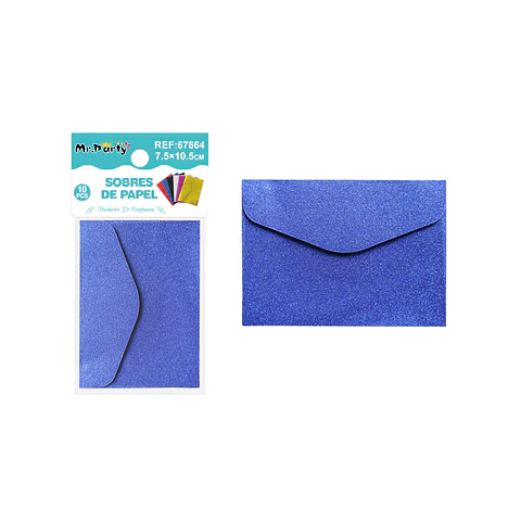 Sobres con glitter azul 7.5*10.5cm 10pcs