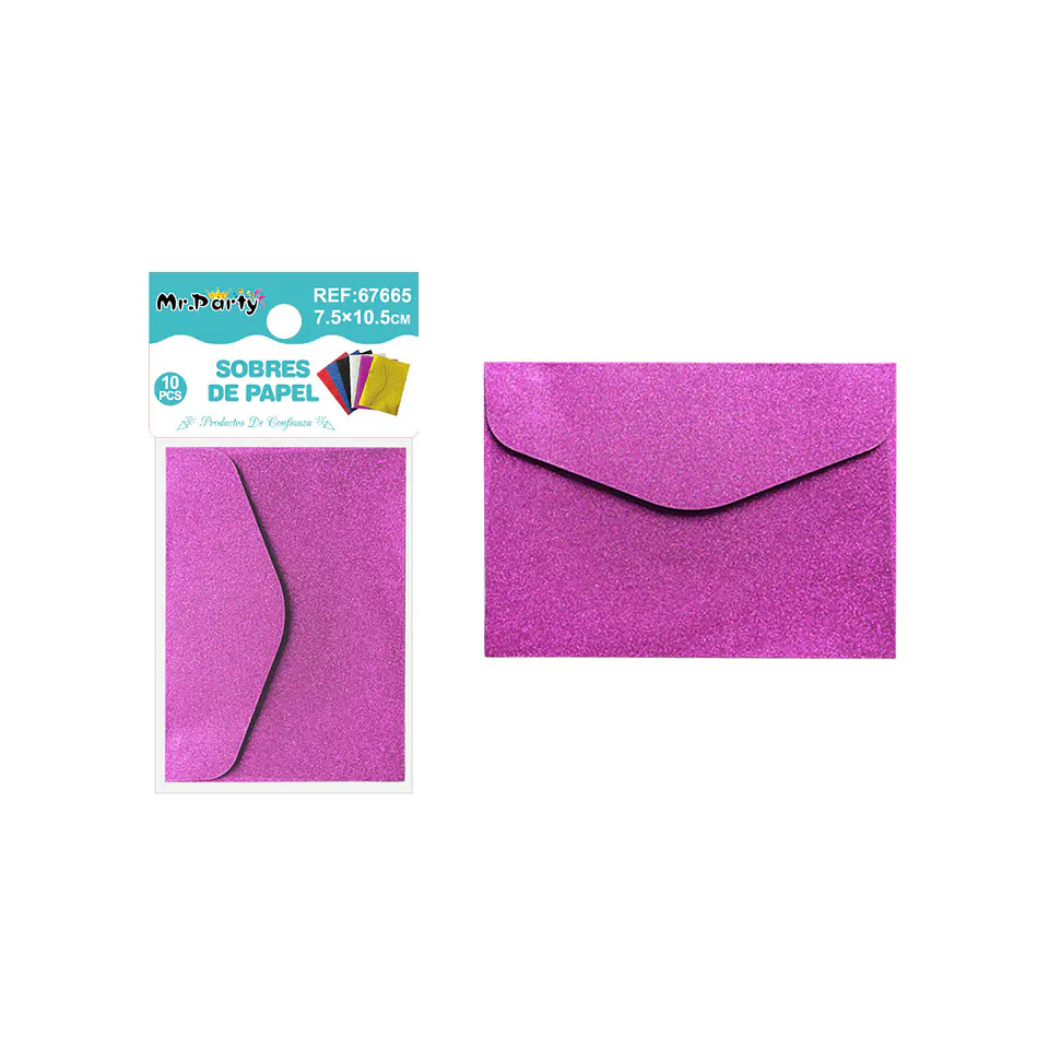 Sobres con glitter fucsia 7.5*10.5cm 10pcs 1