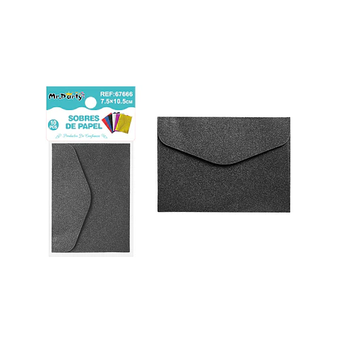 Sobres con glitter negro 7.5*10.5cm 10pcs