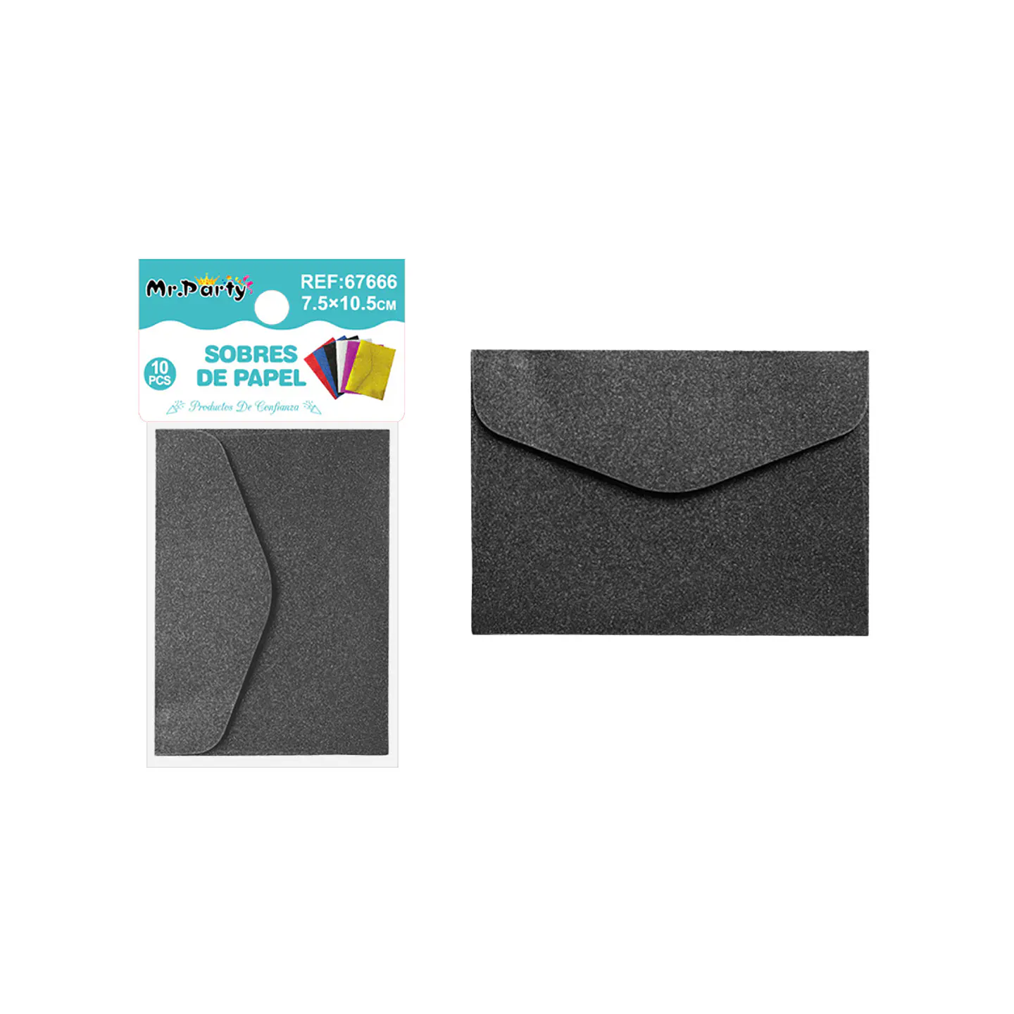 Sobres con glitter negro 7.5*10.5cm 10pcs 1