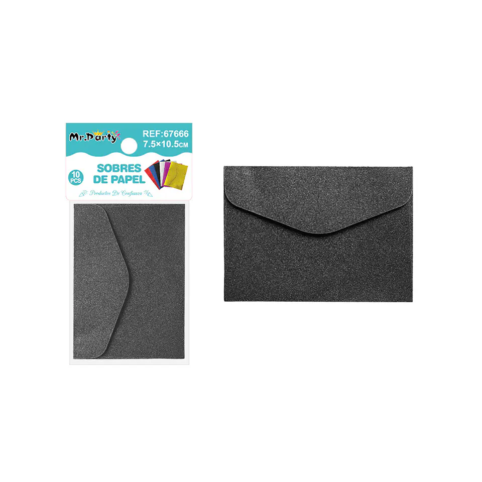 Sobres con glitter negro 7.5*10.5cm 10pcs 1