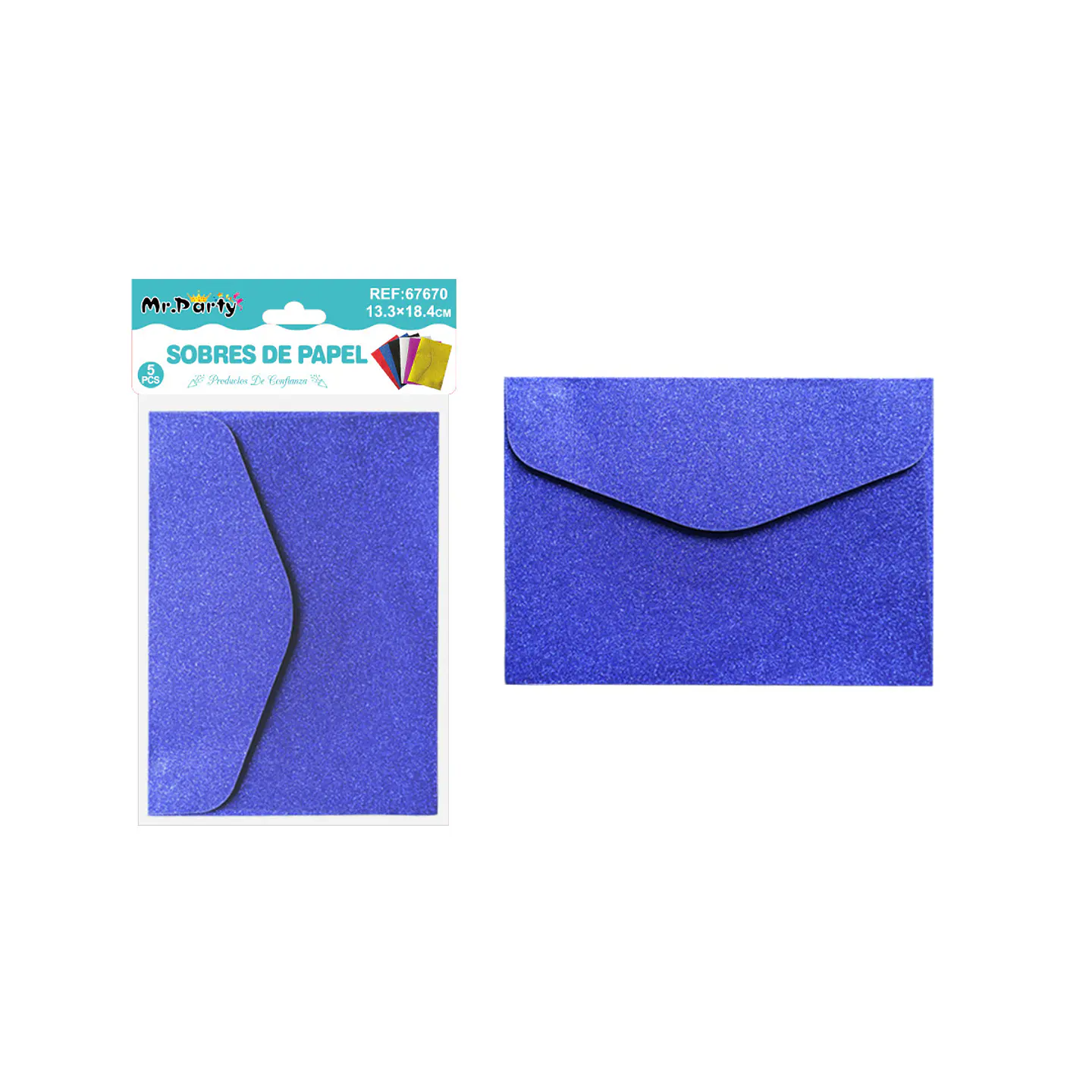Sobres con glitter azul 13.34*18.4cm 5pcs 1
