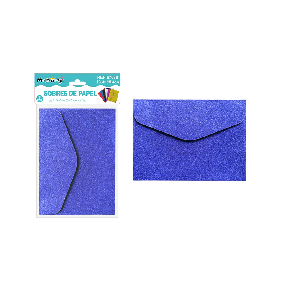 Sobres con glitter azul 13.34*18.4cm 5pcs 1