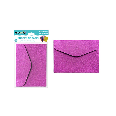 Sobres con glitter fucsia 13.34*18.4cm 5pcs