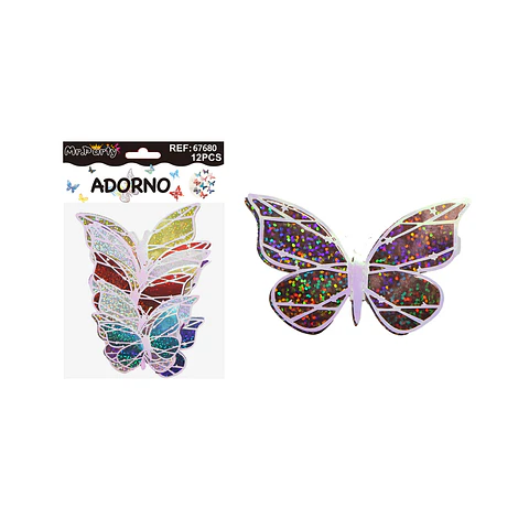 Adorno decorativo mariposa borde rosa 12pcs