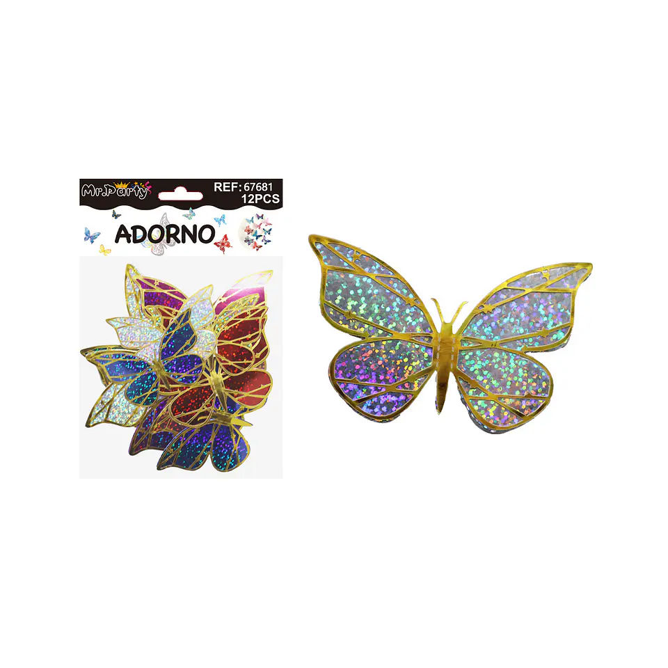 Adorno decorativo mariposa borde dorado 12pcs 1