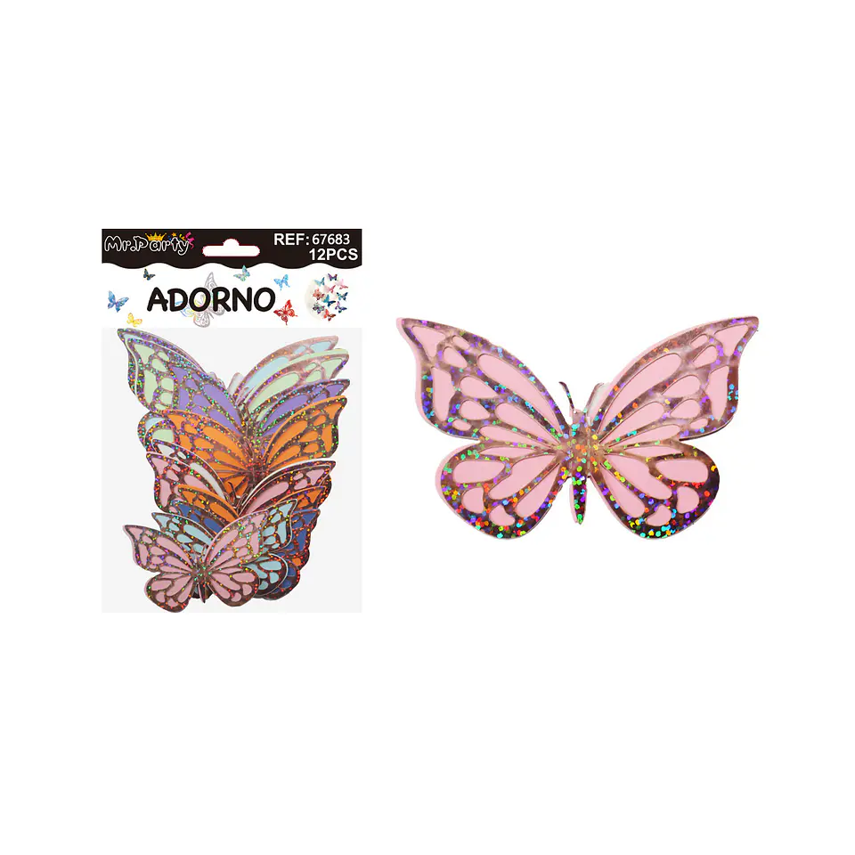 Adorno decorativo mariposa dorado tornasol 12pcs 1