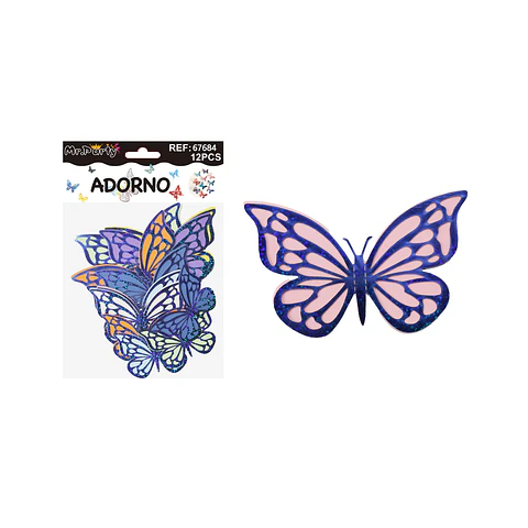 Adorno decorativo mariposa azul tornasol 12pcs