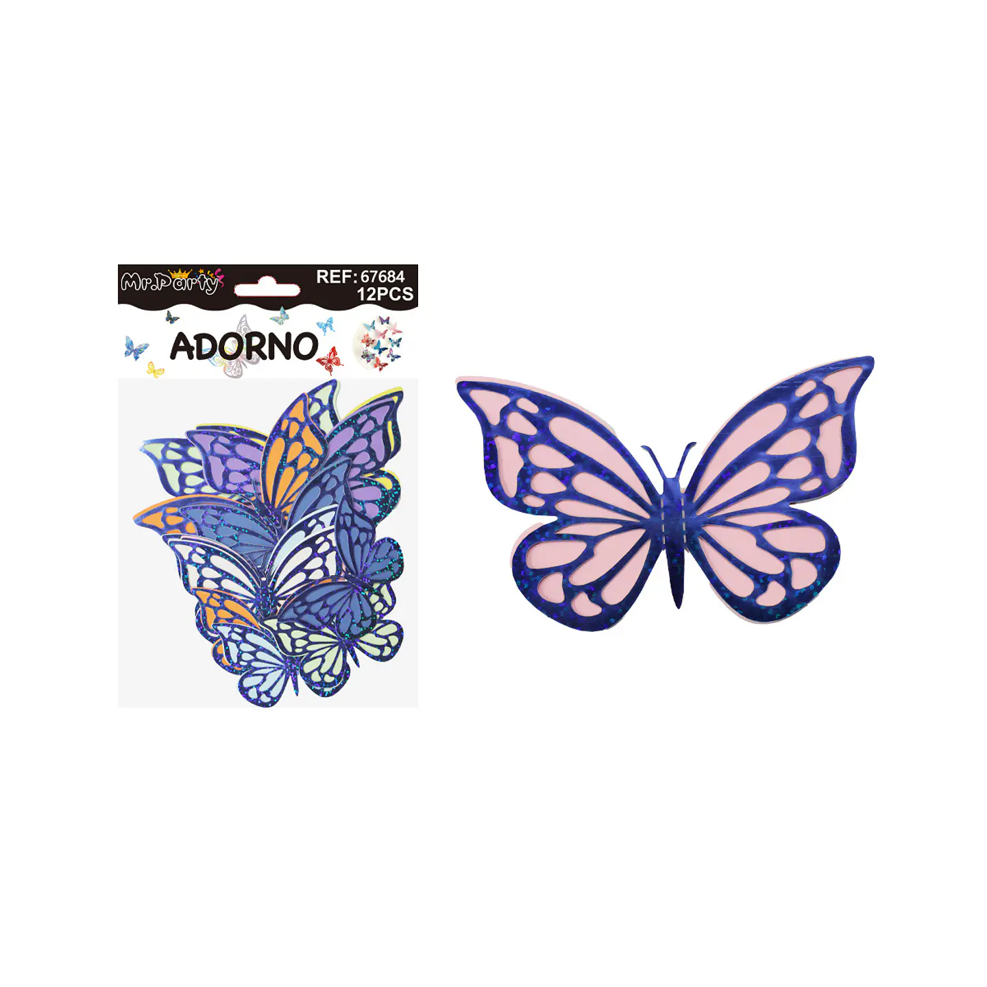 Adorno decorativo mariposa azul tornasol 12pcs 1