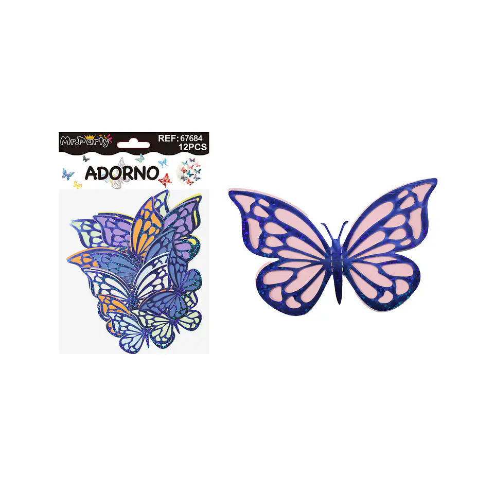Adorno decorativo mariposa azul tornasol 12pcs 1