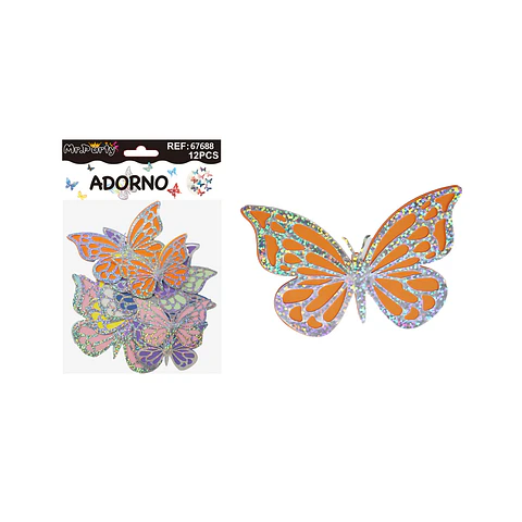 Adorno decorativo mariposa azul claro tornasol 12pcs