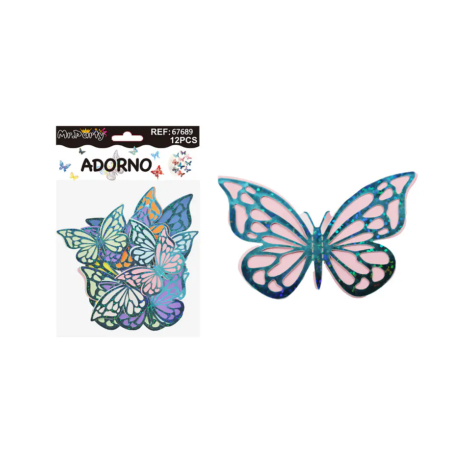 Adorno decorativo mariposa azul claro 12pcs 1