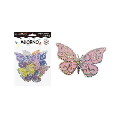 Adorno decorativo mariposa dorado 12pcs