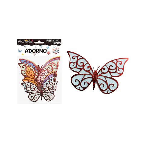 Adorno decorativo mariposa rojo 12pcs