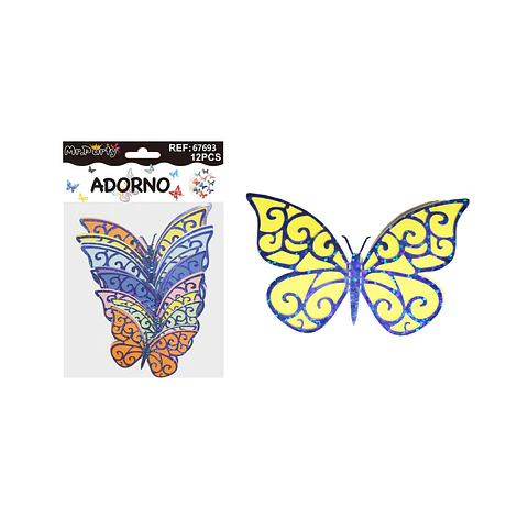 Adorno decorativo mariposa azul 12pcs