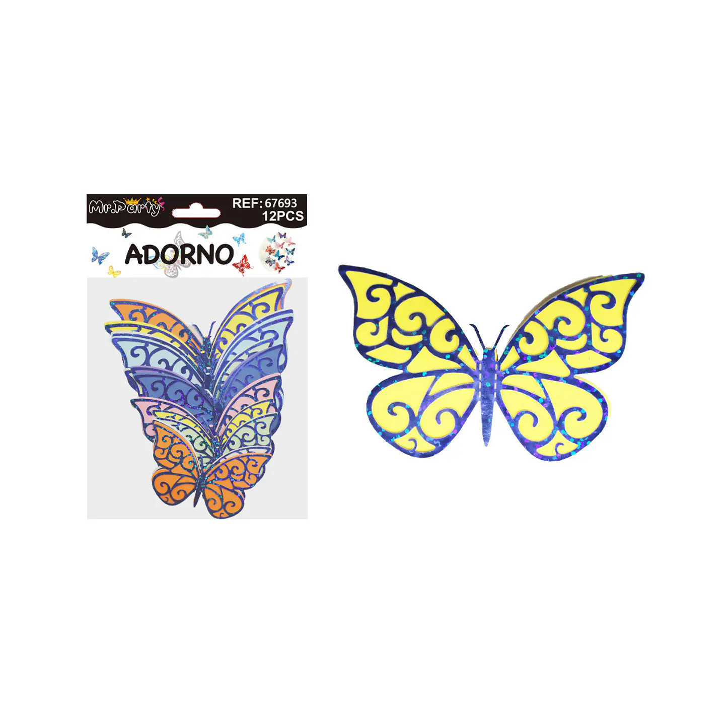 Adorno decorativo mariposa azul 12pcs 1