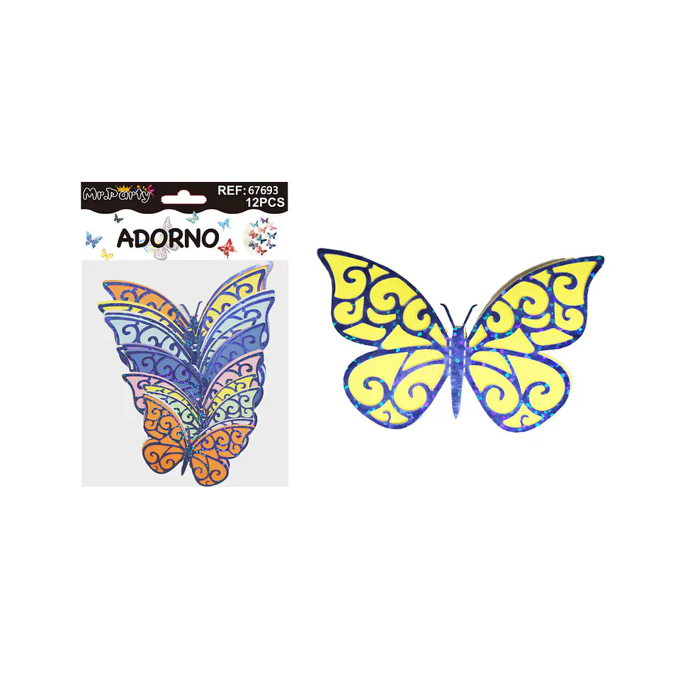 Adorno decorativo mariposa azul 12pcs 1