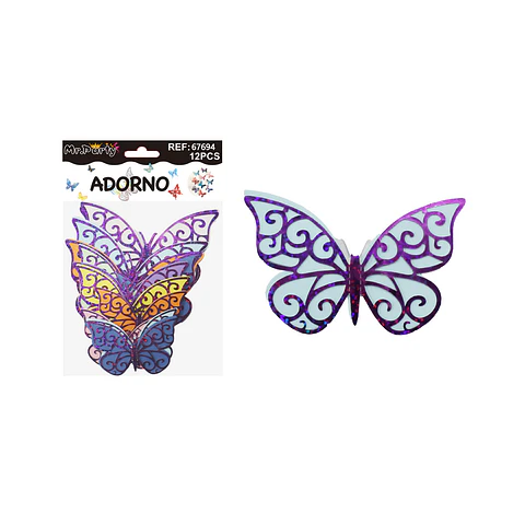 Adorno decorativo mariposa morado 12pcs