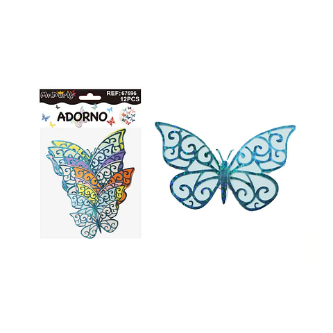 Adorno decorativo mariposa azul claro 12pcs