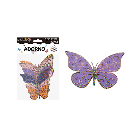 Adorno decorativo mariposa oro rosa 12pcs
