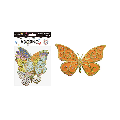 Adorno decorativo mariposa dorado 12pcs