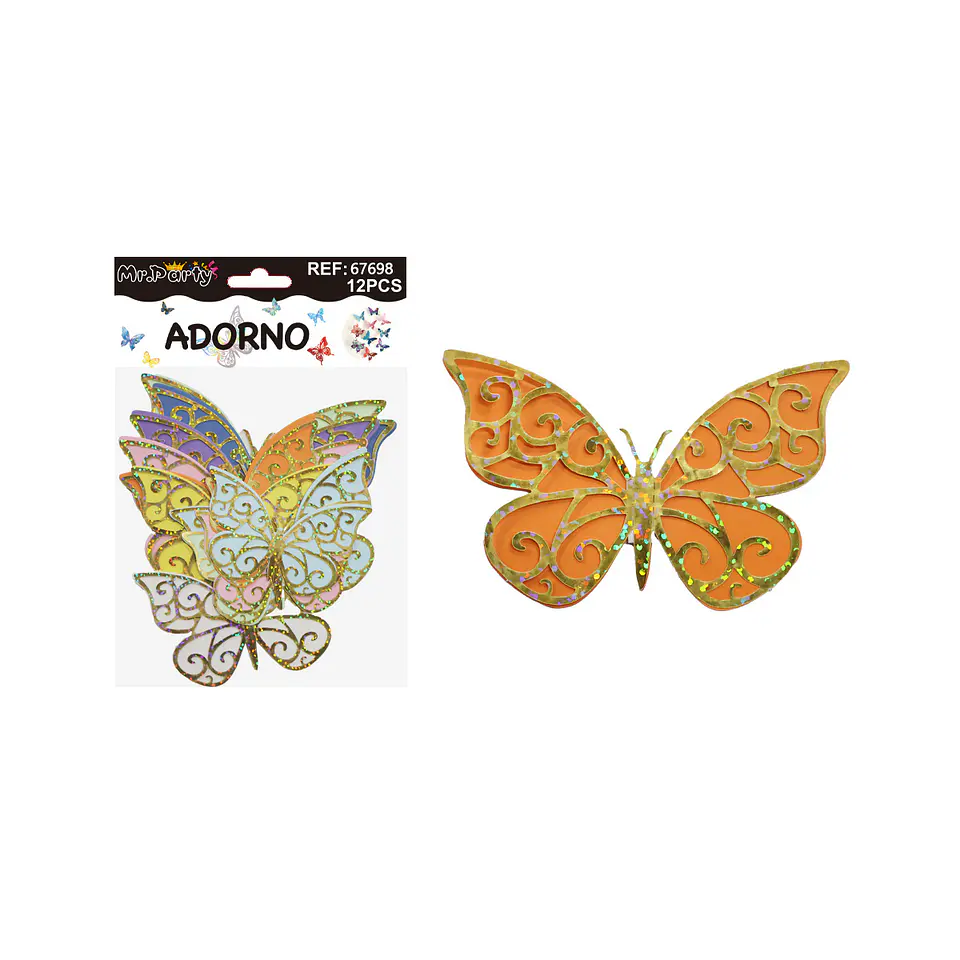 Adorno decorativo mariposa dorado 12pcs 1
