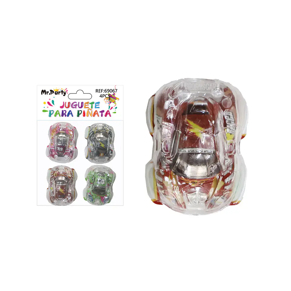 Juguetes para piñata carro transparente fricción 4pcs 1