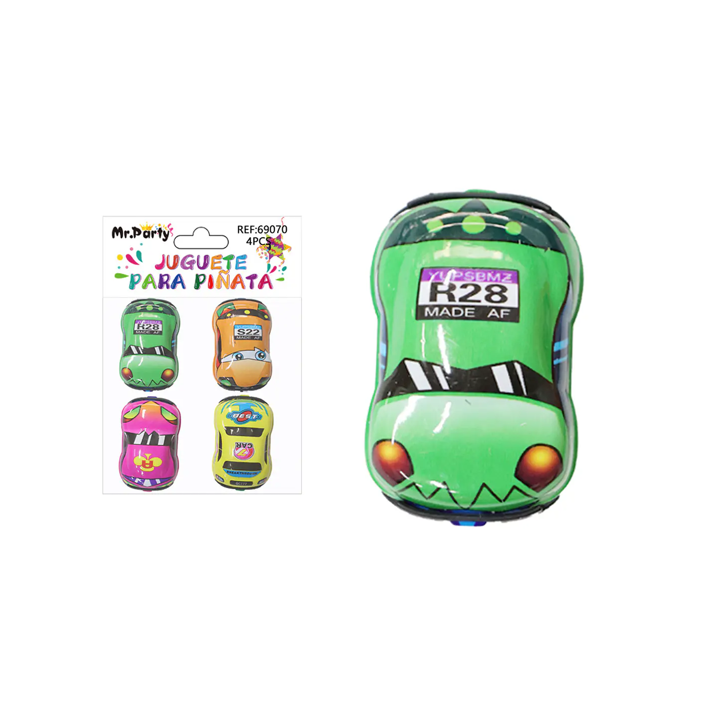 Juguetes para piñata carro PVC fricción 4pcs 1