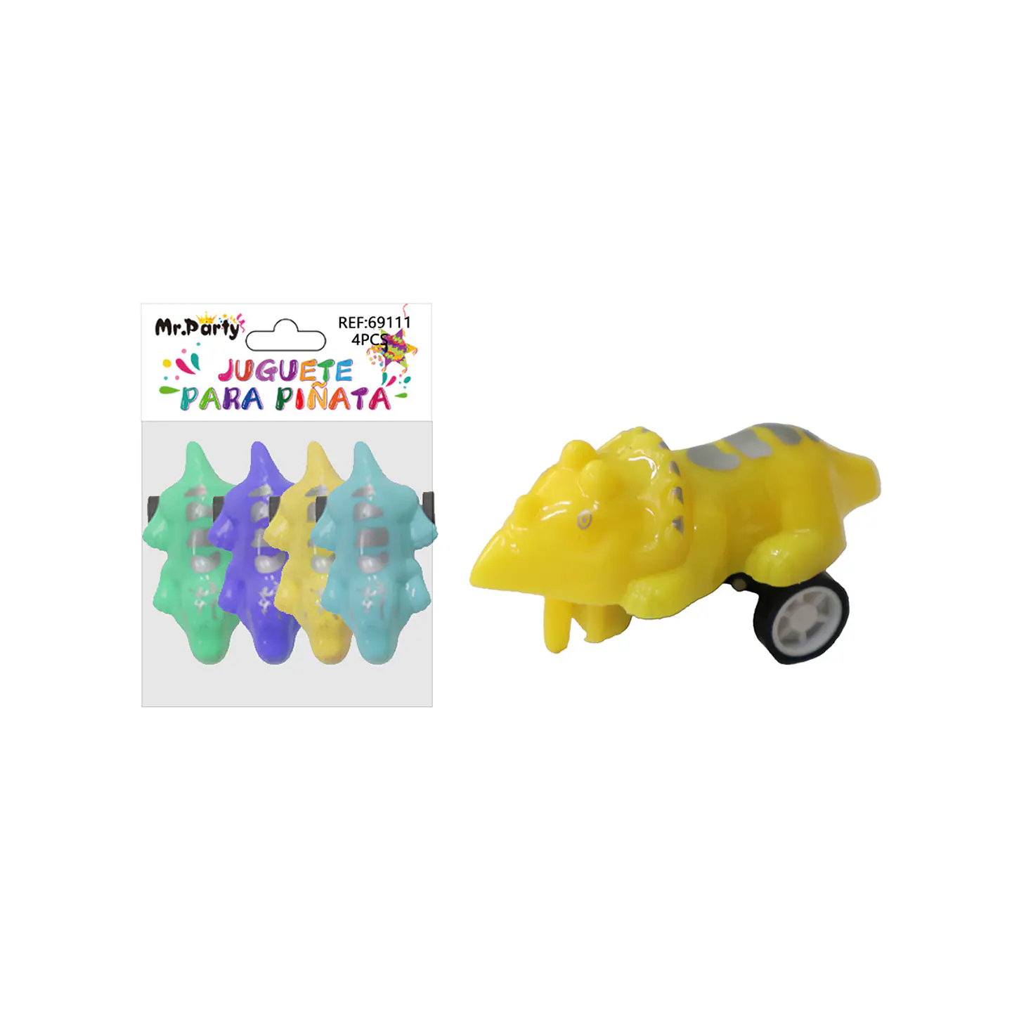 Juguetes para piñata carro dinosaurio fricción 4pcs 1