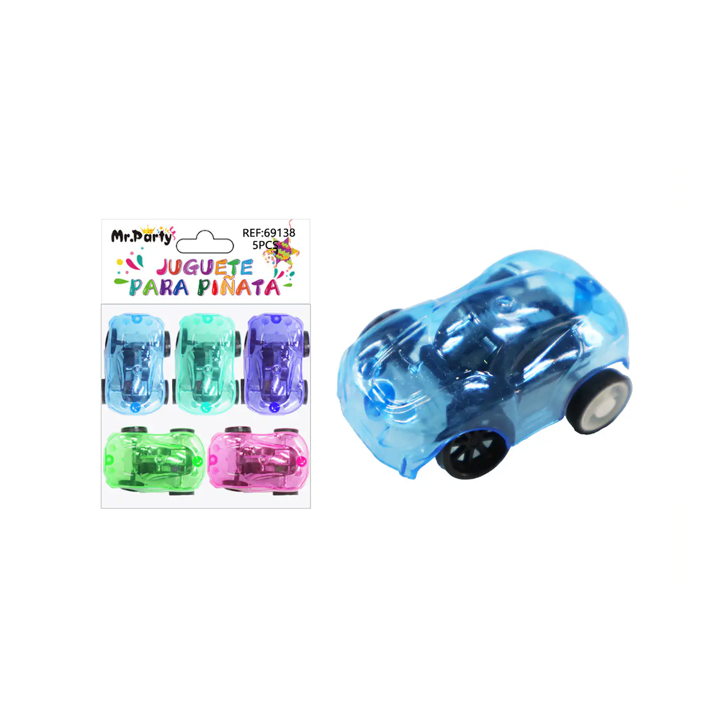 Juguetes para piñata carro transparente fricción 5pcs 1