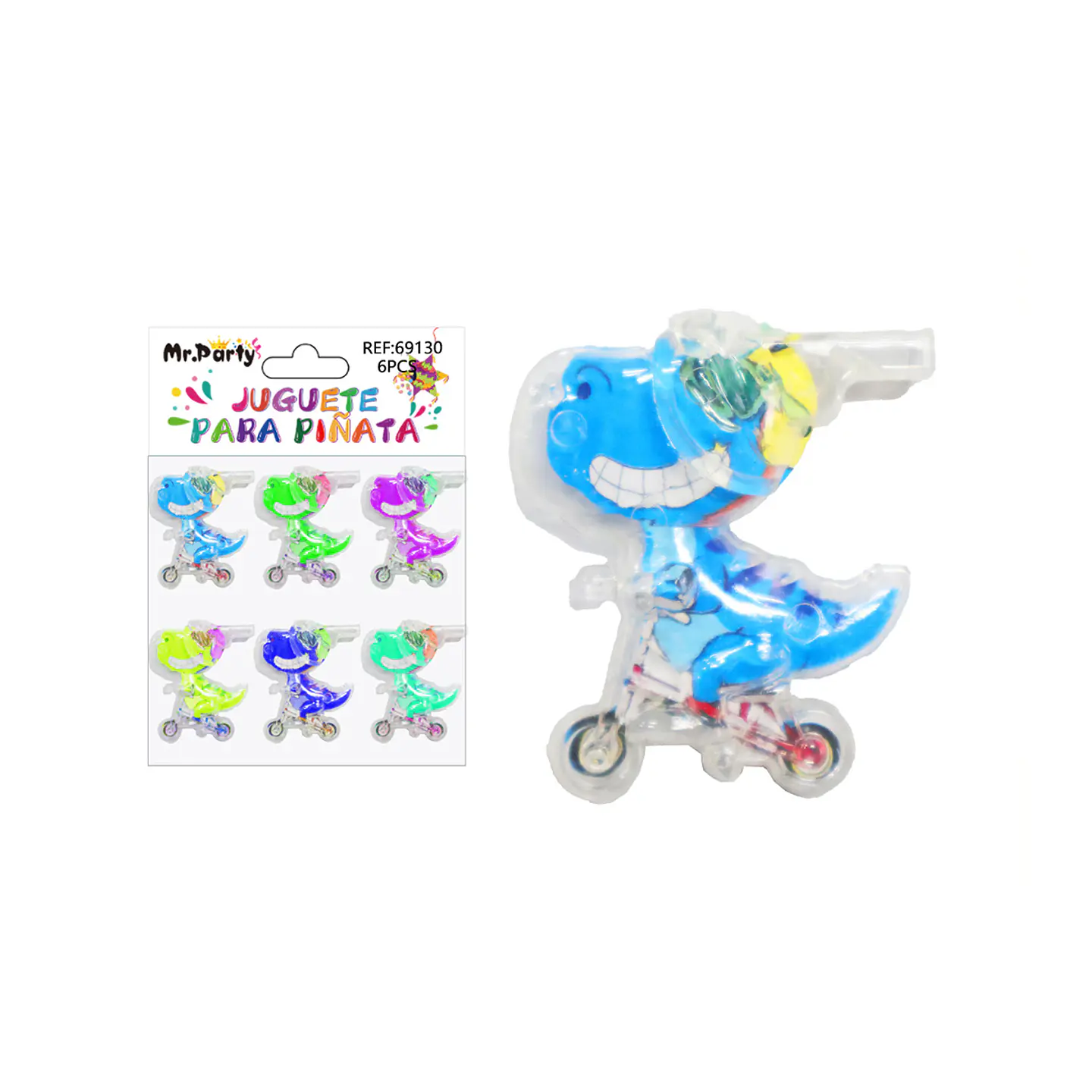 Juguetes para piñata dinosaurio en bici 6pcs 1