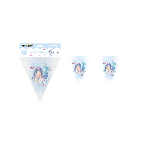 Banderín triangular sirena 6pcs