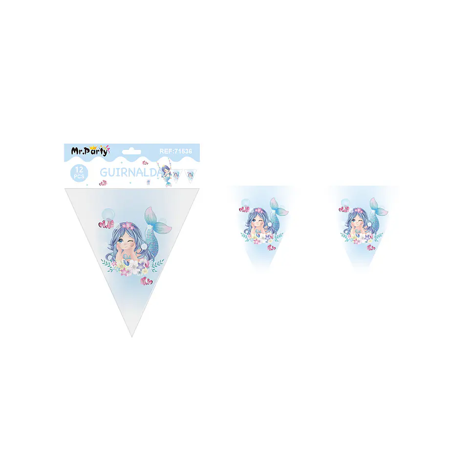 Banderín triangular sirena 6pcs 1