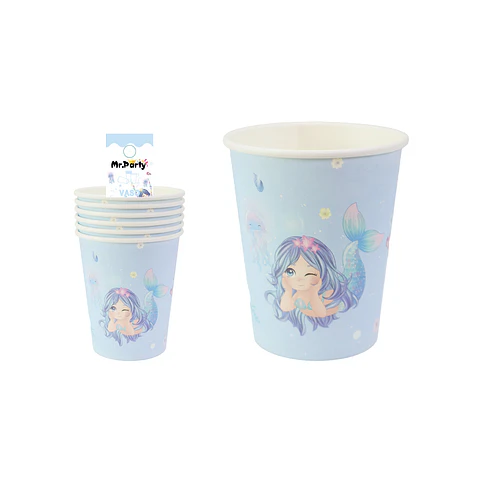 Vasos de papel sirena 6pcs