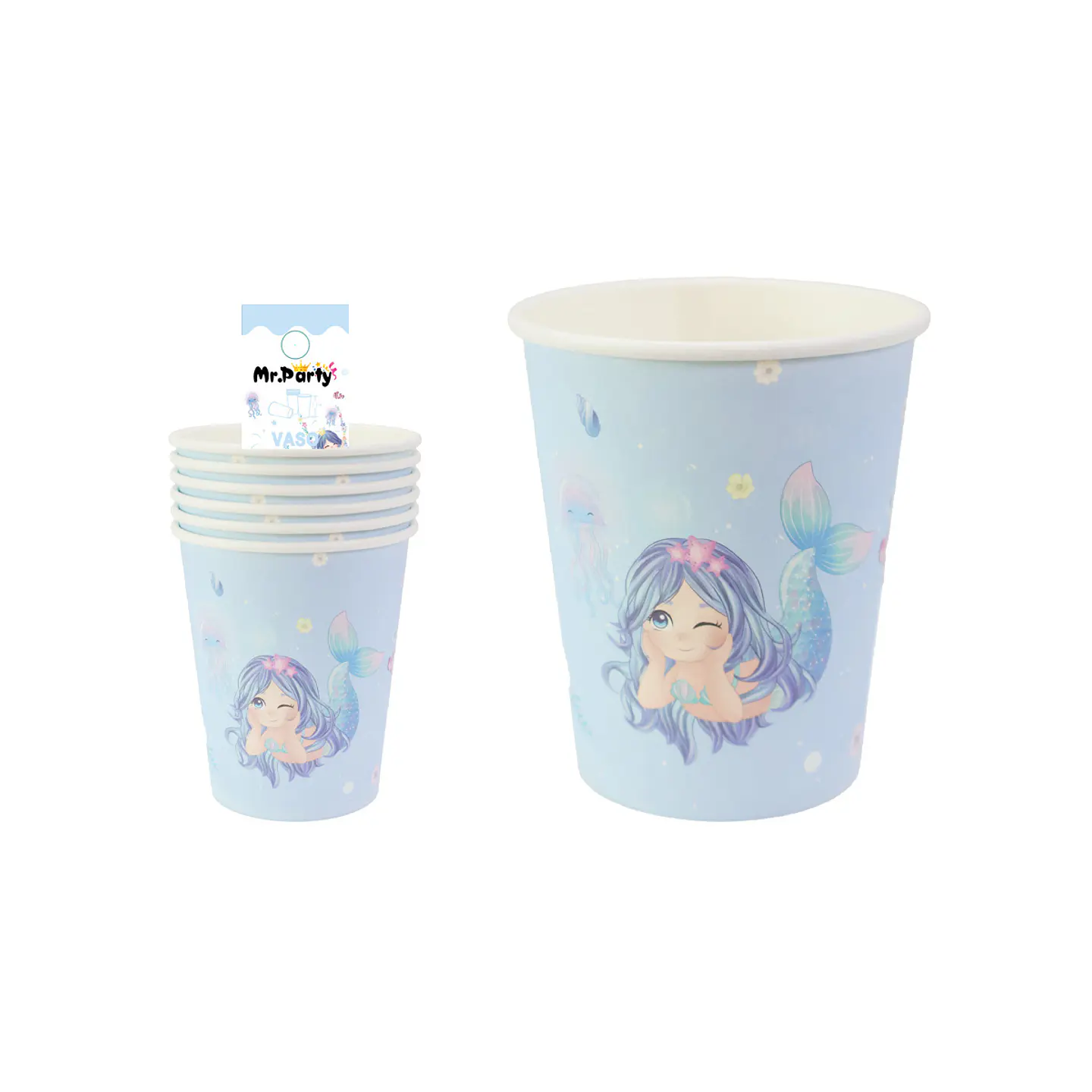 Vasos de papel sirena 6pcs 1