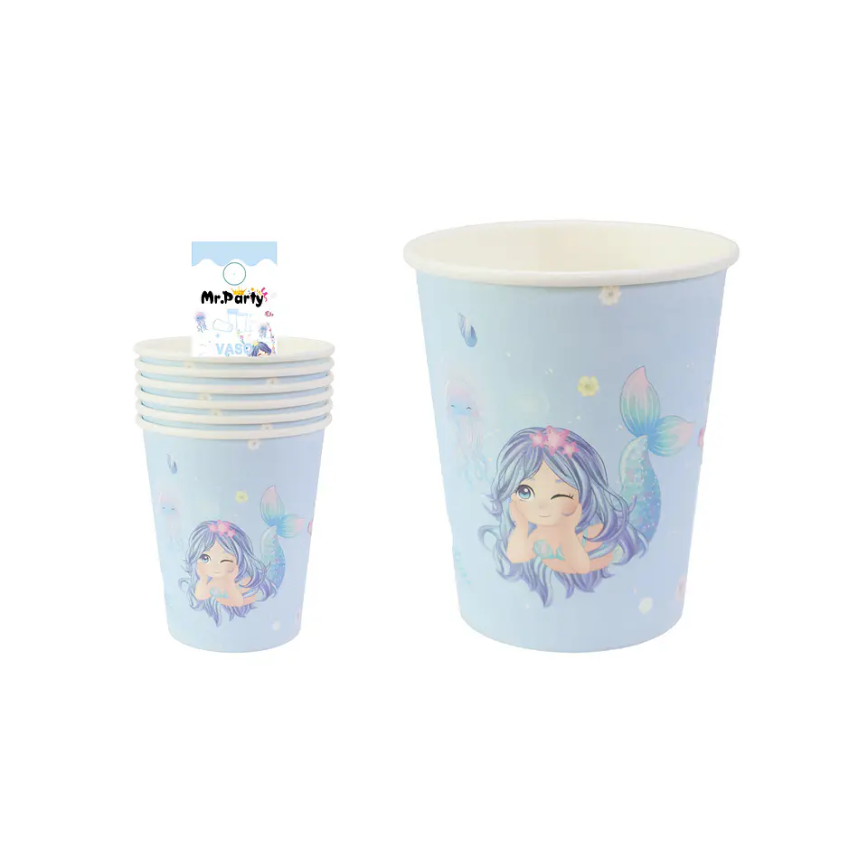 Vasos de papel sirena 6pcs 1