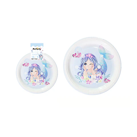 Platos de papel sirena 18cm 6pcs