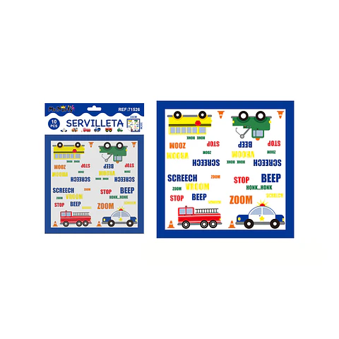 Servilletas autos 33*33cm 10pcs