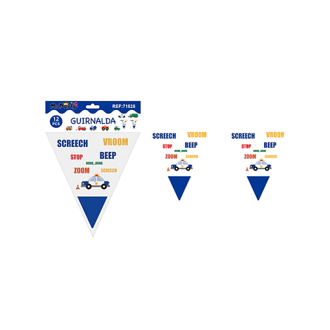 Banderín triangular autos 6pcs