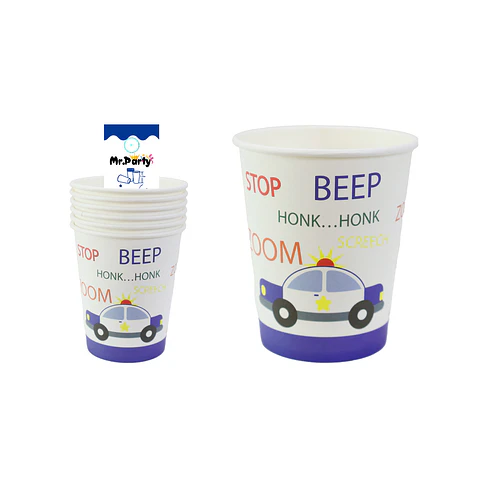 Vasos de papel autos 6pcs