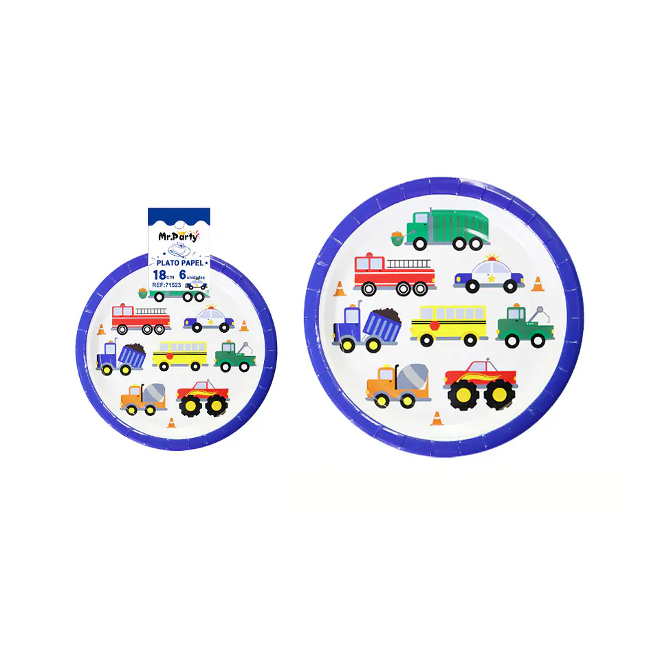 Platos de papel autos 18cm 6pcs 1