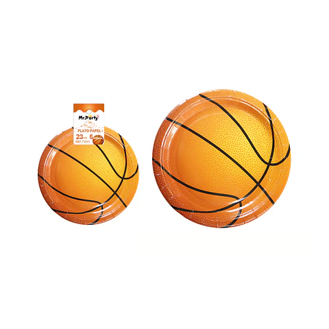 Platos de papel básquetbol 23cm 6pcs