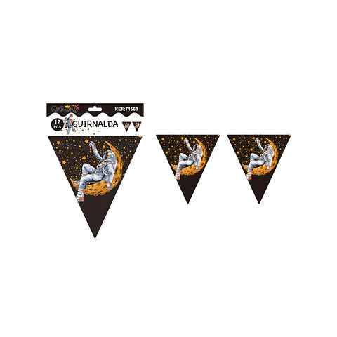 Banderín triangular astronauta galáctico 6pcs