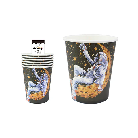 Vasos de papel astronauta galáctico 6pcs